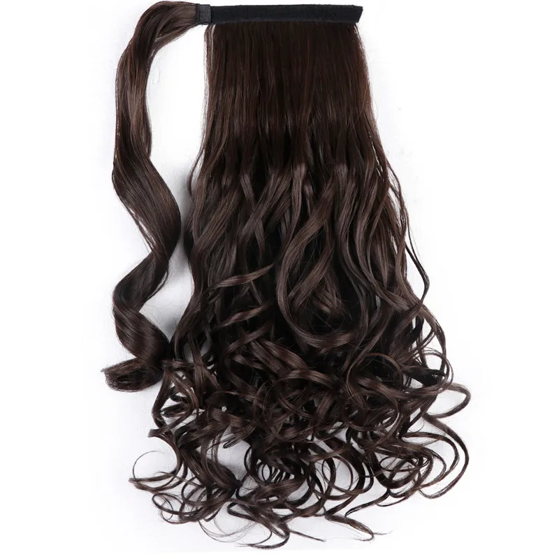 BESTUNG 20Inch Long Curly Wrap Around Synthetic Ponytail Clip in Hair Extensions for Women 120-130g - Color: #8