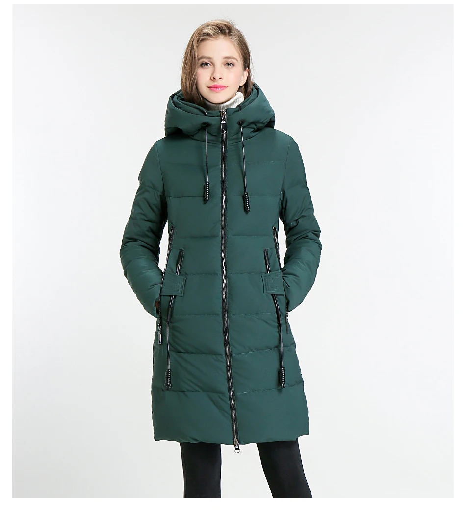 Eurasia New Women Winter Jacket Full Stand Collar Hooded Design Slim Outerwear Coat Warm Parka Lady Clothing Y1700010