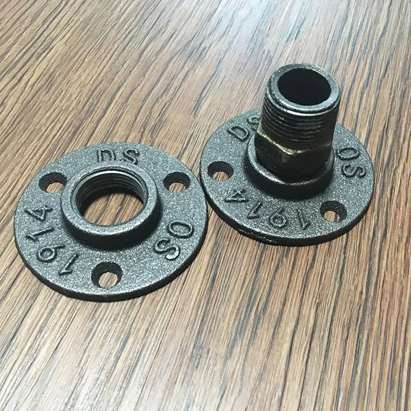 10pcs Iron Pipe Fittings Wall Mount Floor Antique DN15 Flange Piece Hardware Tool cast iron