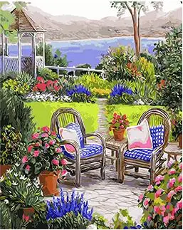 

MaHuaf-X865 Spring Holiday Center garden landscape painting paint by numbers DIY Hand-painted canvas oil painting for home decor