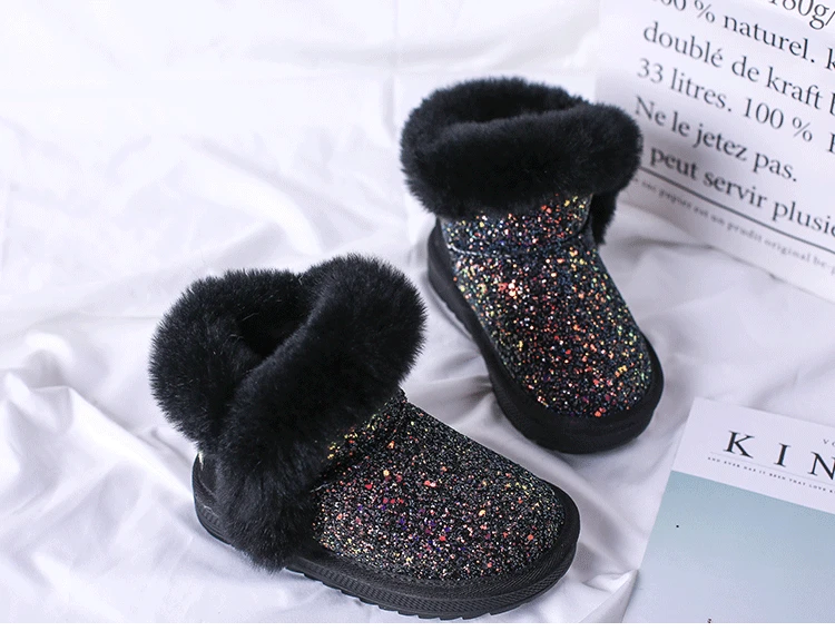 Fashion colorful bling girls winter boots snow boot for girls winter shoes dress shoes with fur kids toddler girls shoe EU 21-37