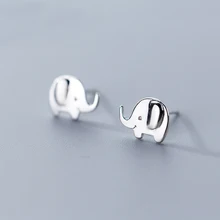 MloveAcc Аутентичные 925 пробы серебро животных маленькие серьги «Слоник» для Для женщин Стерлинговое Серебряные ювелирные изделия подарок