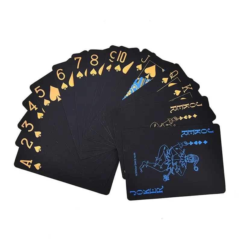 55 шт./компл. креативный подарок пластиковый ПВХ покер покерные карты водостойкие черные Игральные карты оптовая продажа