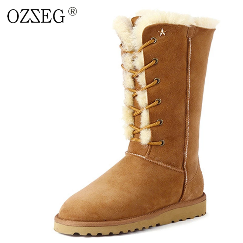 

2018 female warm natural real sheepskin australia Shearling fur with half Eskimo snow boots furry suede shoes emu women mini fur