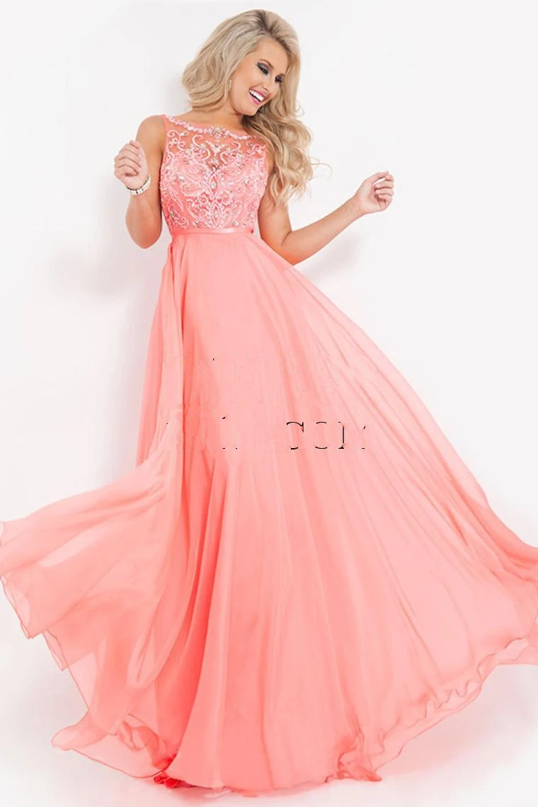 Cheap Coral Prom Dress For Party Over Light Blue Long Prom Dresses 2015