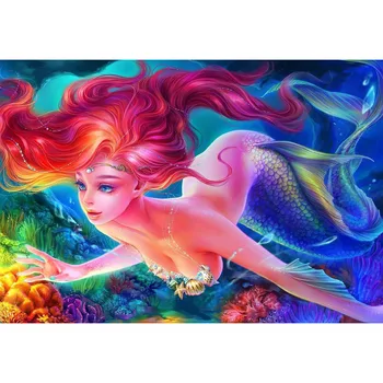 

Factory supply Mermaid DIY full drill diamond painting round for house decoration New Arrival dream house Mosaic Deco