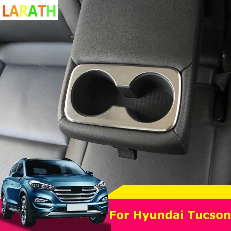 For Hyundai Tucson 2015-2018 Car Rear Water Cup Holder Panel Frame Trim Car-covers Styling ABS/ Stainless Steel Accessories | Автомобили и