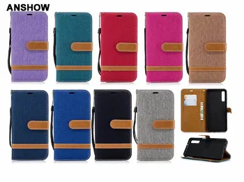 

Jean Leather Wallet Case For Galaxy S10 Lite Plus A7 2018 A750 For Huawei Honor 8C Sony Xperia XA3 Canvas Hybrid Hit Color 50PCS
