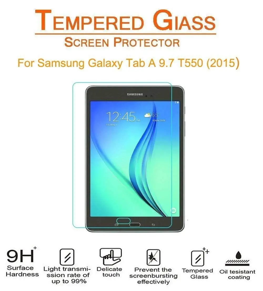 Планшетный чехол откидной держатель подставка из искусственной кожи чехол для samsung Galaxy Tab A 9,7 дюймов T550 T555 P550 SM-T550 T555 SM-P550 чехол fundas - Цвет: Glass Not Free GIFT