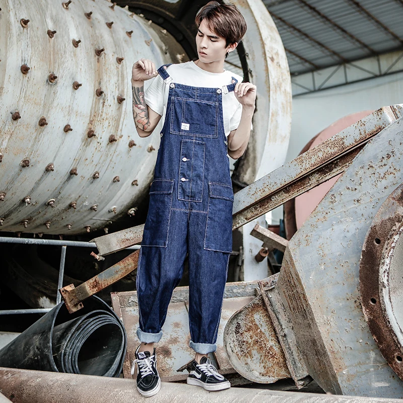 

2019 New Men's Casual Jumpsuit tide Korean version of the Self-cultivation Nine pants Men's Japanese Wild Suspenders Size XXXL