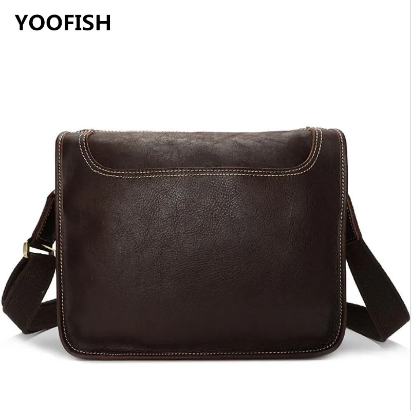 

YOOFISH Classic Hot selling Free Shipping Casual Genuine Leather Handbag Laptop Business bag Unisex Coffee/Brown XZ-064