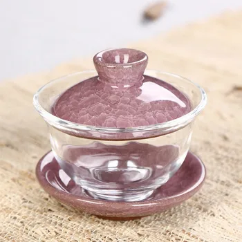 

Moylor Crystal Glass Cup Ceramic Bowl Gaiwan Celadon Kung Fu Tea Set Sancai Bowl Tea Cup A