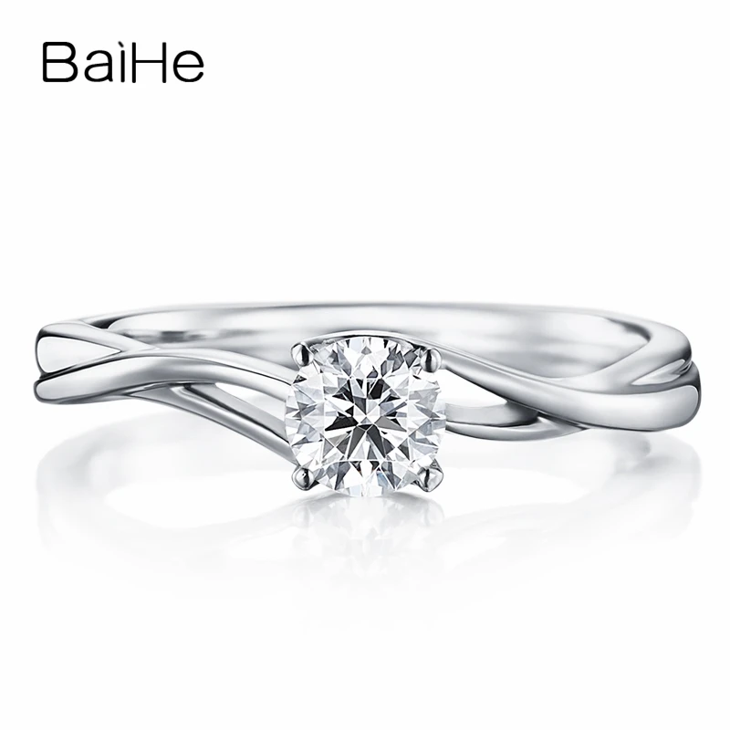 BAIHE однотонное 10K белое золото (AU417) сертифицировано 0.25ct круглый 100% муассанит