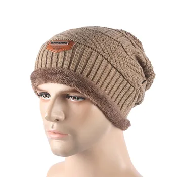 

King Star Knitted Hat Skullies Beanies Men Winter Hats Fur Warm Bonnet
