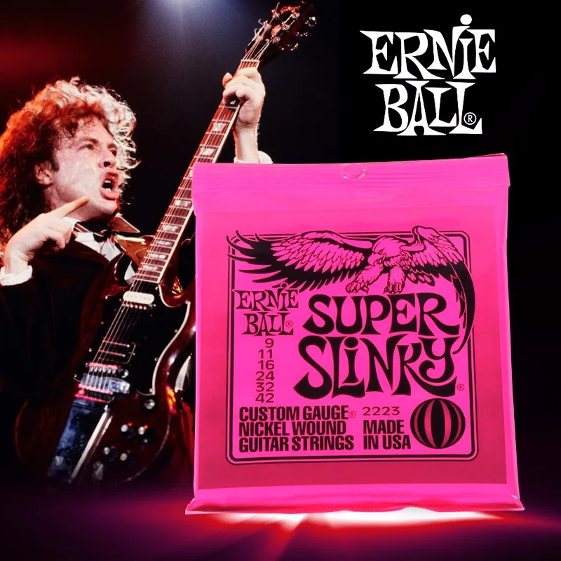 Оригинальные Струны для электрогитары Ernie Ball Super Slinky 009 010 с никелевой обмоткой, 6 струн, аксессуары для электрогитары