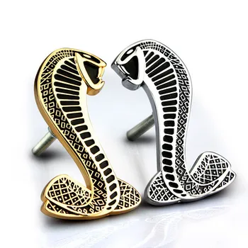 

2 Pieces 3D metal car Snake Cobra logo Refitting Badge Emblem decoration sticker for Ford Mustang GT500 SVT Shelby Fender Badge