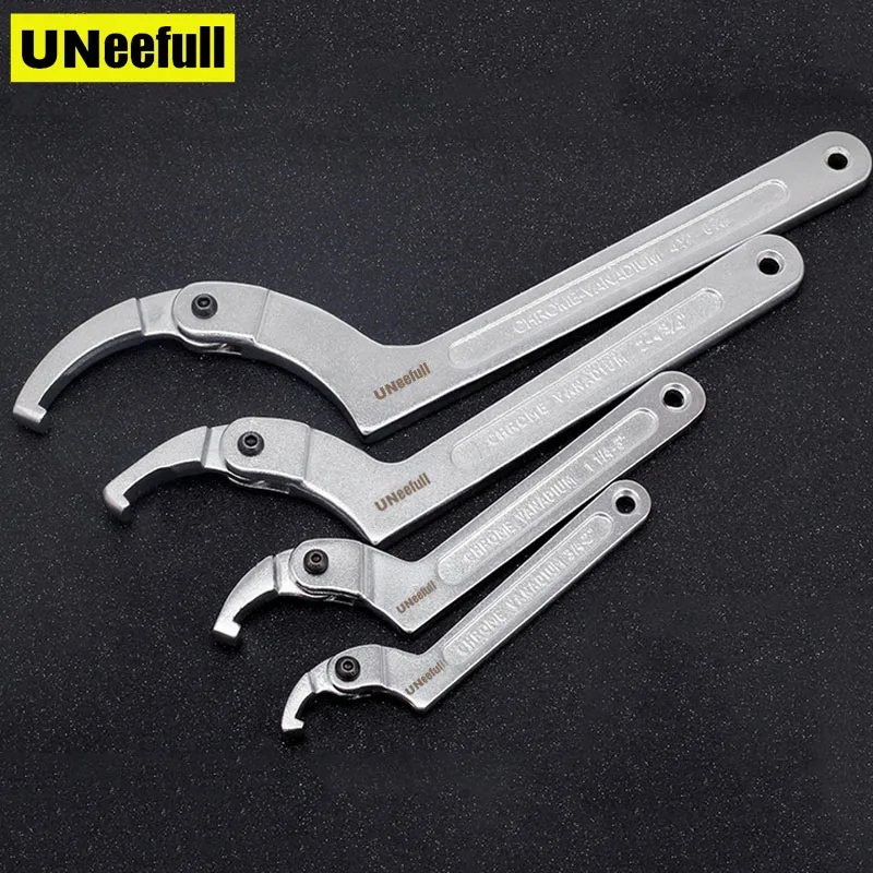 

UNeefull Chrome Vanadium Adjustable Square Head and Round Head Spanner Hook Wrench Tool - 4 1/2"-6 11/16"(115-170mm) Hand Tool