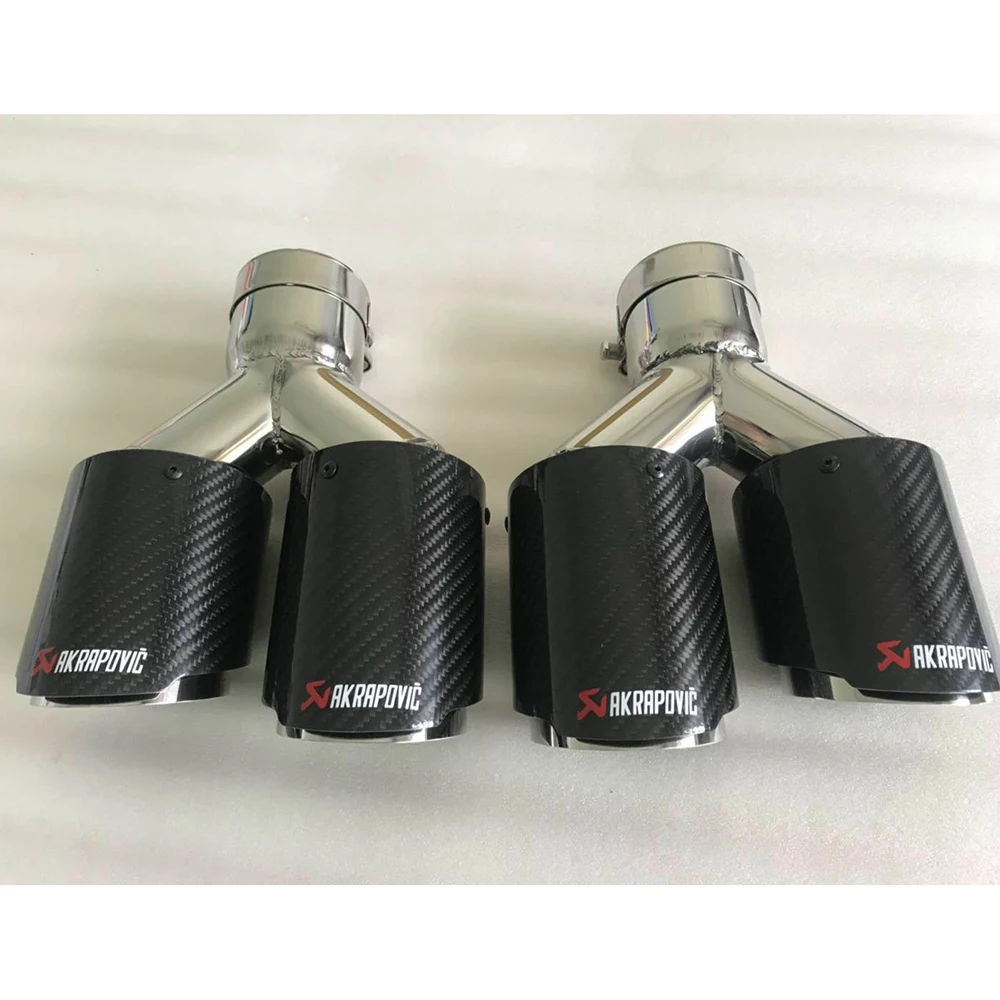 1 X IN 2.8/" 70MM OUT 3.5/" 101MM AKRAPOVIC Exhaust Tip Muffler Pipe Carbon Fiber