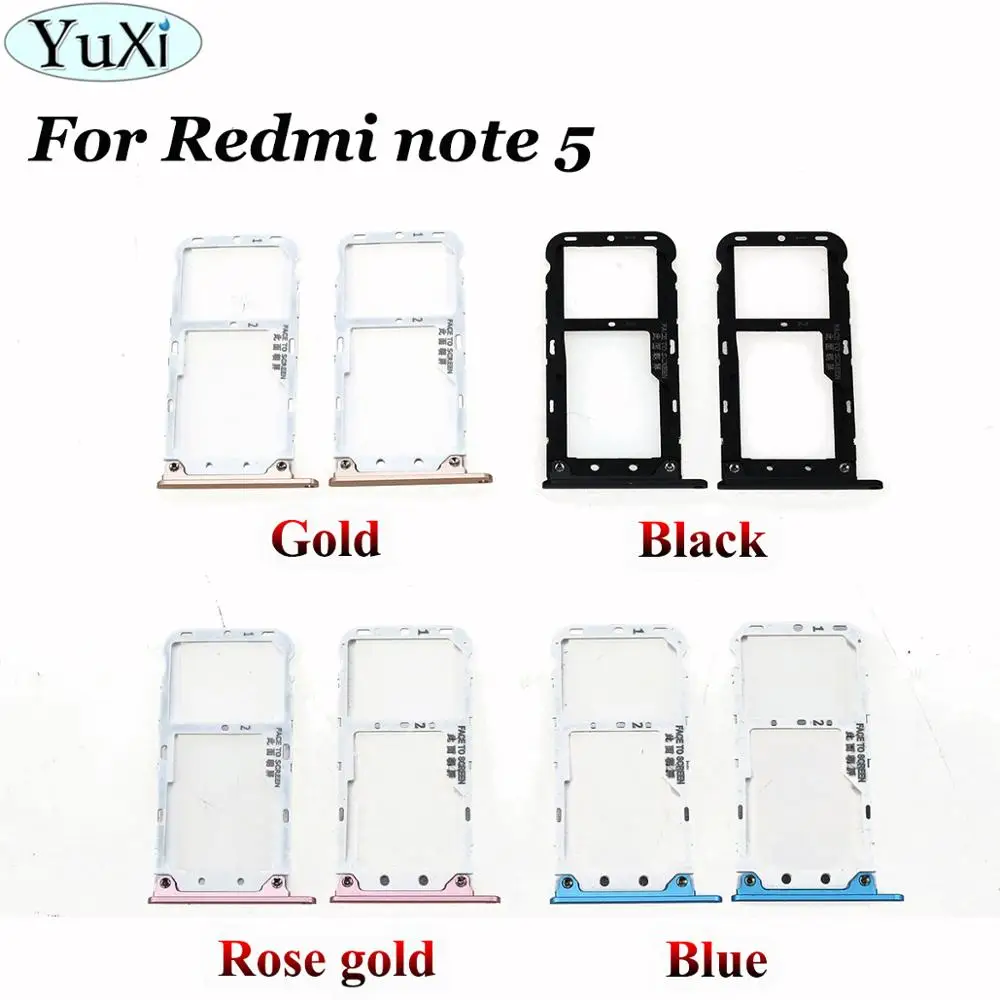 

YuXi For xiaomi redmi note 5 Micro Sim Card Holder Slot Tray Replacement Adapters for redmi note5 Gold/Rose gold/Blue/Black