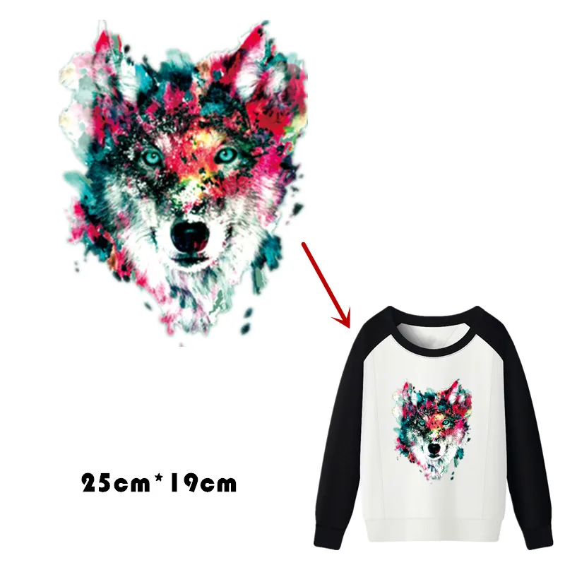 

Cartoon Dinosaurs Wolves Patches For Boys Kids Clothing Iron On Patch Thermal Transfer Pyrography Ironing Vest Washable Sticker