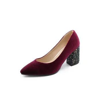 

Early spring of 2018 the new fashion high heels thick with point size 32-46 yards single shoes 18118