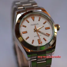 40 мм parnis белый циферблат сапфировые автоматические мужские часы P201