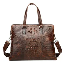 Натуральная кожа, мужская деловая сумка, винтажная крокодиловая сумка, портфель для ноутбука, масло, воск, Воловья кожа, сумка на плечо, GW21