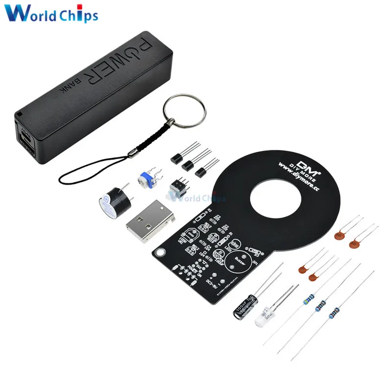 

Metal Detector Kit Electronic Kit DC 3V-5V 60mm Non-contact Sensor Board Module 18650 USB Power Bank Case DIY Kit Metal Detector
