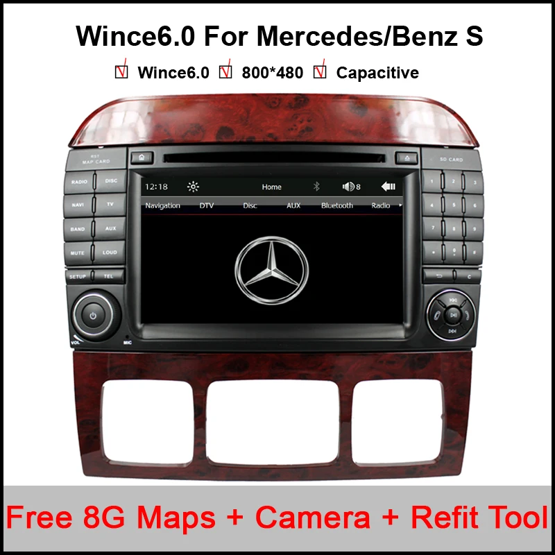 

7' Capacivite Touch Screen 2 DIN Car DVD Player For Mercedes/Benz S Class W220 (1998-2005) / W215 (1998-2005) GPS Stereo Radio