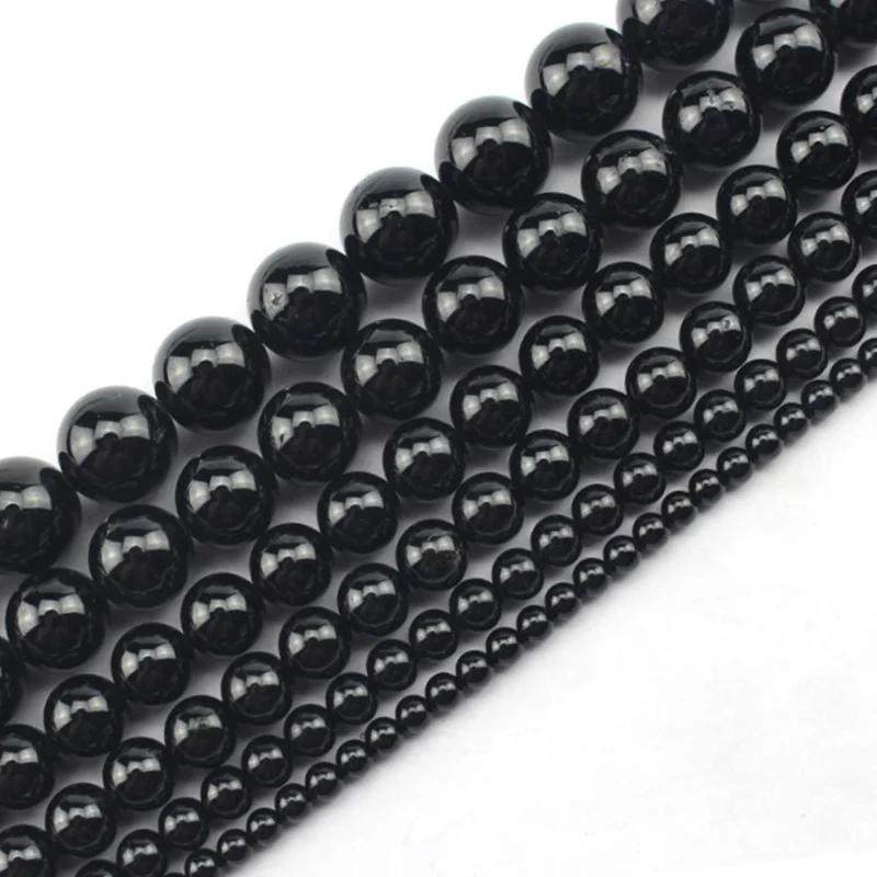4-12mm Round Black Tourmaline Beads Natural Stone For Jewelry Making beads Necklace 15'' DIY Bracelets Trinket | Украшения и