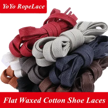 

2019 Bestselling 28" 59" Waxed Flat Cotton Shoe Laces Muticolors Flat Waxed Shoelaces for Casual Leather Shoes