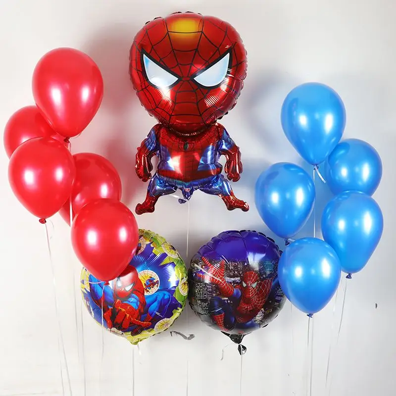 

13pcs Large Spider Man Balloons 18inch Round With Latex Ballons Super Hero Birthday Party Decoration Kids Children's Gift Ball