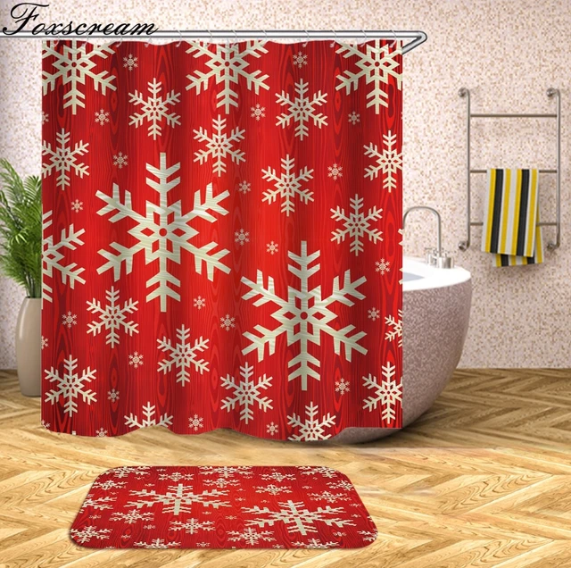 Christmas Shower Curtain Merry Christmas Decor For Home Santa Claus
