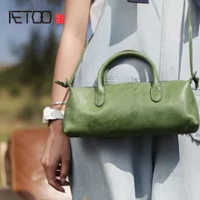 AETOO Summer new art and art forest women's bag green leather retro shoulder bag shoulder bag leather diagonal small bag