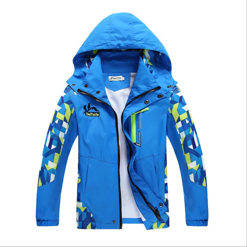 Детская верхняя одежда; куртки для мальчиков; детская одежда; коллекция года; уличные пальто с капюшоном; водонепроницаемая ветрозащитная одежда для мальчиков; сезон весна-осень - Цвет: Blue