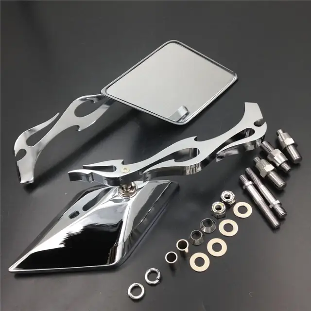 US $54.99 Motorcycle CNC Diamond Flame Rearview Mirrors For Harley Dyna Softail Sportster Touring Street Dirt