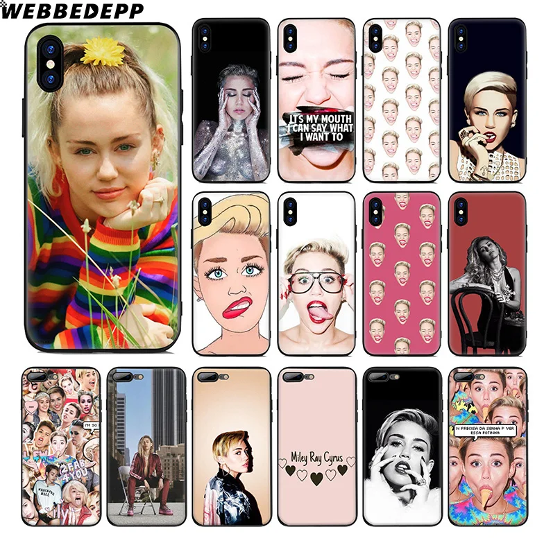 

WEBBEDEPP Miley Cyrus Soft Silicone Case for Apple iPhone 11 Pro Xr Xs Max X or 10 8 7 6 6S Plus 5 5S SE TPU