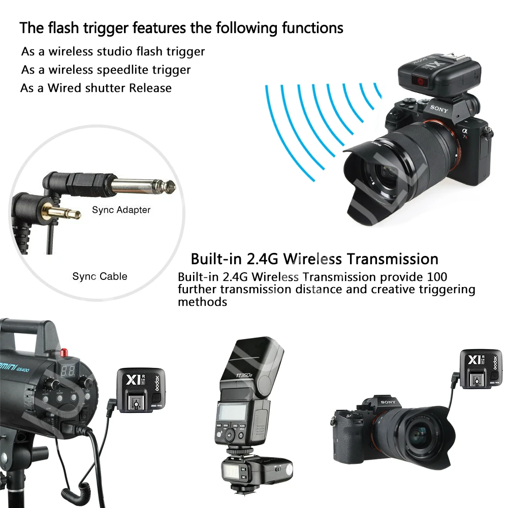 Godox X1S TTL 1/8000S 2 4G беспроводной триггерный передатчик вспышки приемник для Sony A58 A7RII