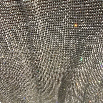 실버 라인스톤 금속 천, 크리스탈 금속 메쉬 스팽글 롤, 켄달 제너 드레스 패브릭, 코스프레 의류 커튼, 120cm x 45cm