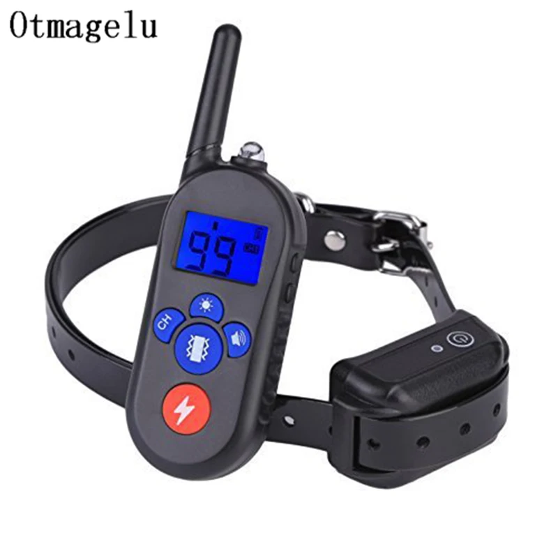 2018 New Style Electronic Dog Training Collars With LCD Blue Screen Display Rechargeable 100 Levels Pet Electronic Dog Collars2