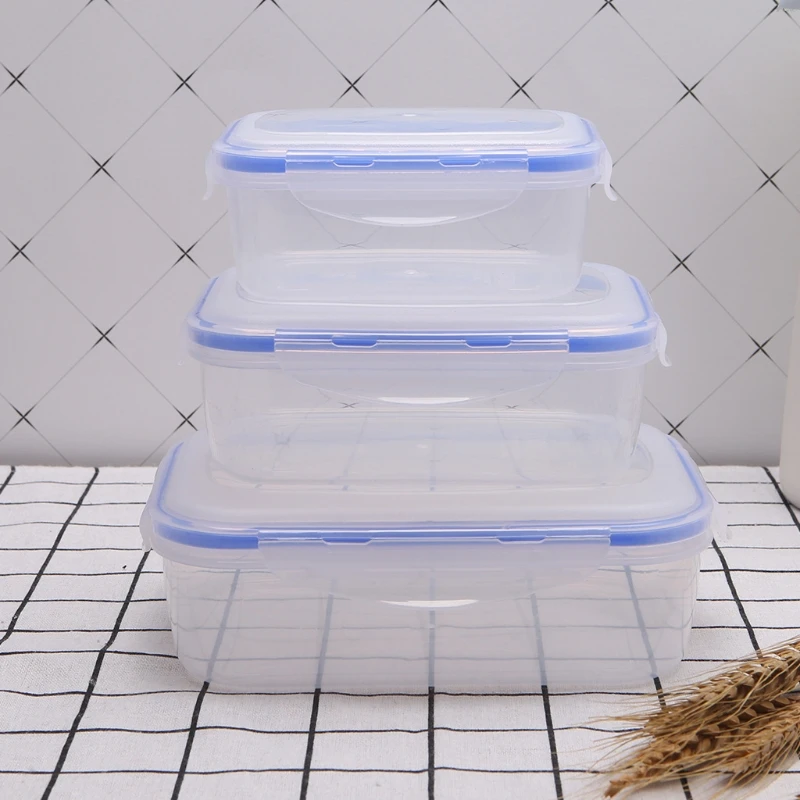 

Plastic Kitchen Storage Boxes Rectangle Fruit Food Storage Container Lunch Box Airtight Seal Box With Lid S M L Size