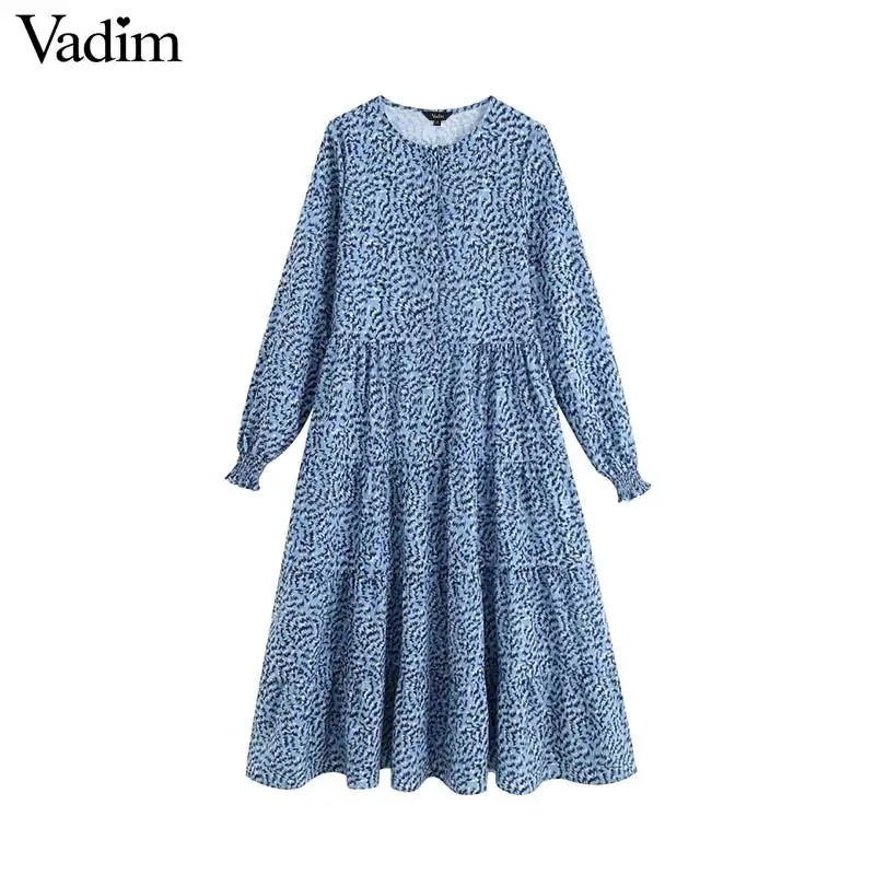 €15.99 |Vadim, женское шикарное платье с принтом, длинный рукав, о образный вырез, а силуэт, высокая талия, женские платья до щиколотки, vestidos QC560|Платья| | - AliExpress