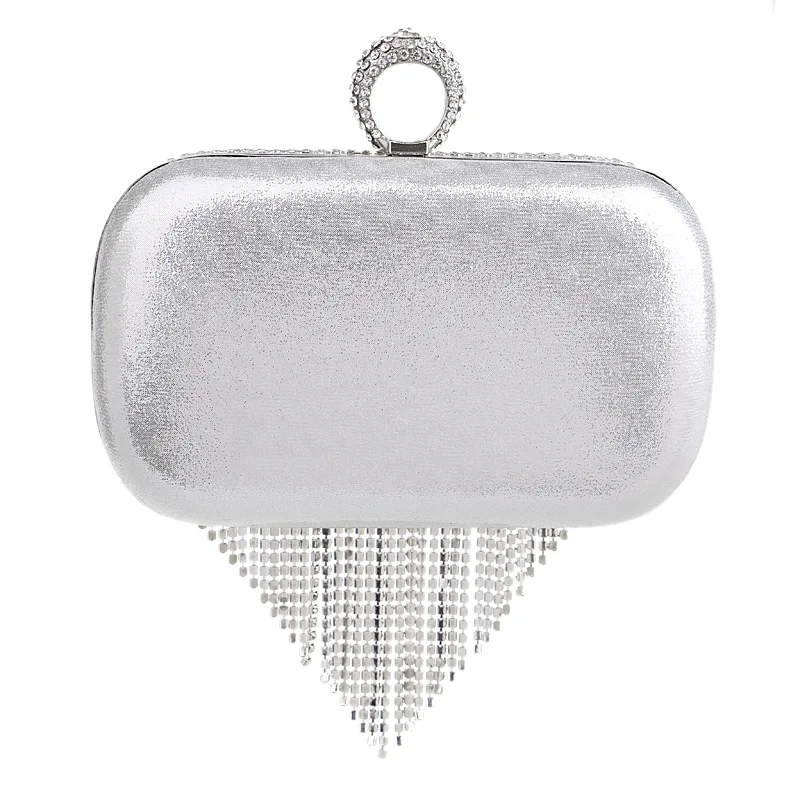 Luxy Moon Silver Tassel Clutch Evening Bags Back View