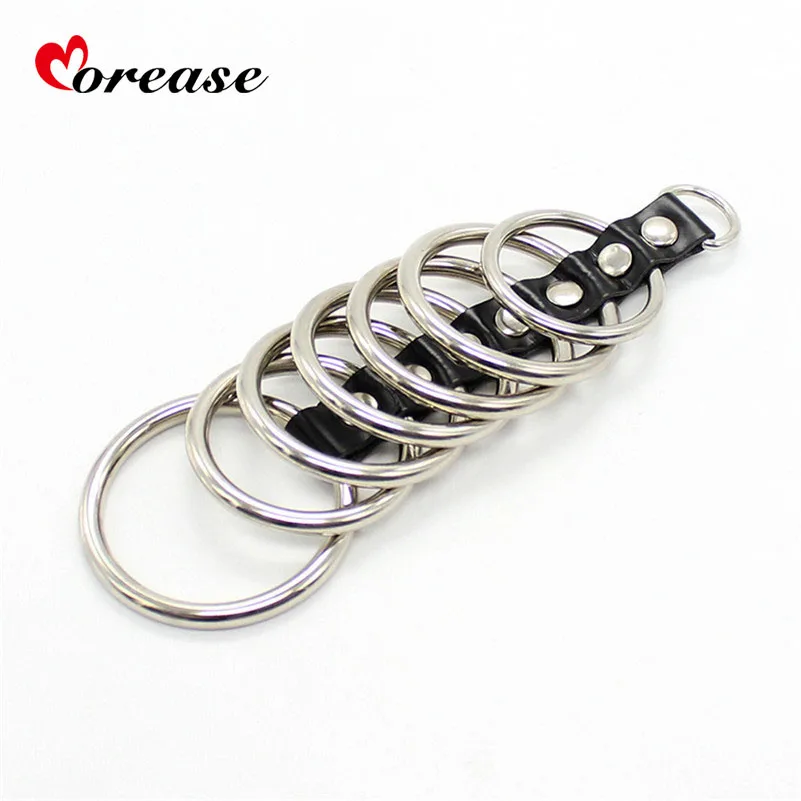 Morease 7 Metal Cock Rings Penis Sleeves Delaying Ejaculation Chastity Cockring Cage Sex toy For Men Male brinquedos | Красота и