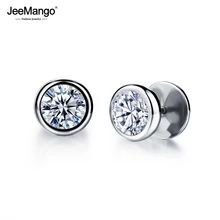 JeeMango Роскошные круглый, кубический цирконий серьги гвоздики 316L вакуумная Кофеварка ювелирные изделия для унисекс для женщин Brincos JOGE325