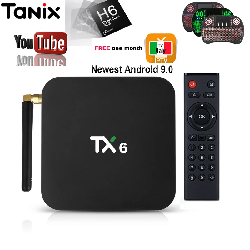 

Tanix TX6 android 9.0 TV Box Allwinner H6 4GB DDR3 32GB/64GB EMMC 2.4GHz 5GHz WiFi Support 4K H.265 Bluetooth 4.0 pk X96 mini
