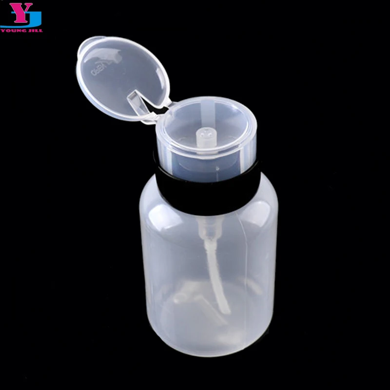 Hot 210ml Clear Refillable Bottles Pump Dispenser Nail Art Polish Remover Cleaner Empty Spray Liquid Plastic Bottle Makeup Tools clear plastic organizer bins penholder painting pens organizing rack crayons small tools table desktop storage organizers