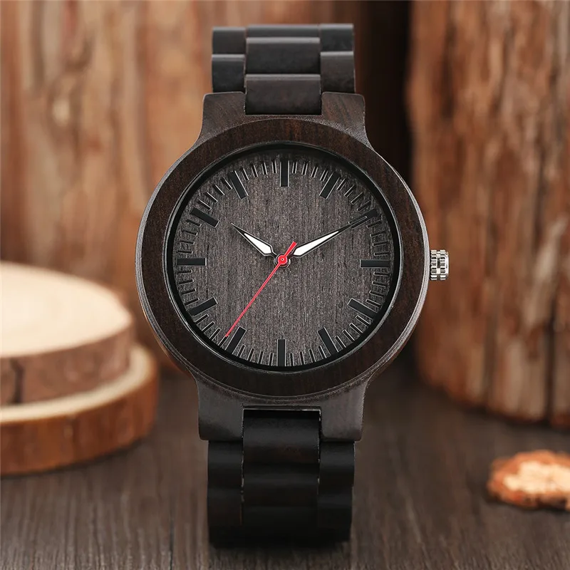 

Simple Ebony Wood Wristwatch Black Sandalwood Bangle Brief Business Men Watch Unqiue Ecology Gifts Clock reloj mujer hour saat
