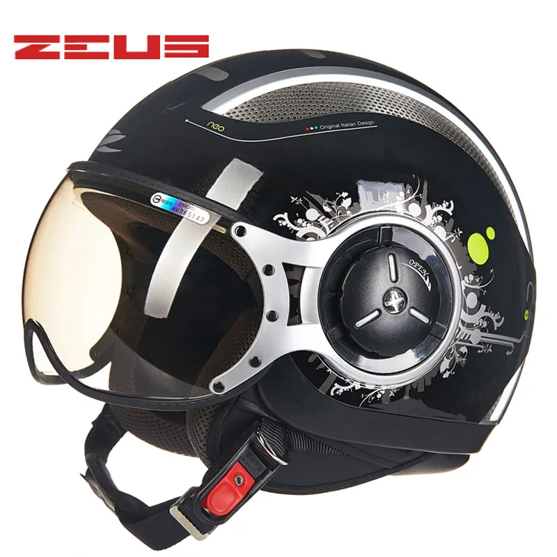 ZEUS женские moto rcycle винтажные мото шлемы мужские Casco moto rbike шлемы DOT ece Ретро велосипед электрический скутер 4 сезона шлем - Цвет: SS2 black