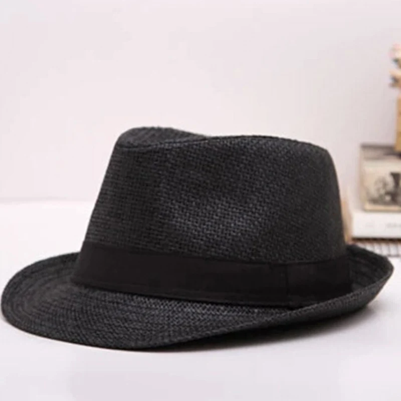 Summer Jazz Straw Hat Women Men Panama Cowboy Trilby Visor Cap Male British  Gangster Caps Female Beach Sun Hats CP0190 (4)